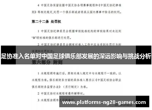 足协准入名单对中国足球俱乐部发展的深远影响与挑战分析